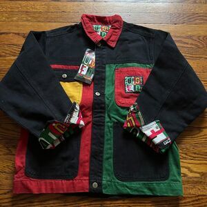 Vtg 90s Get Used by Elie Denim Jacket L Black Color Block NWT Street Hip Hop